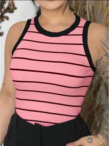 Kit 3 Regatas Canelada Listrada e Lisa Ribana Camiseta Básica Blusa Dia a Dia Moda Gringa Regata Casual