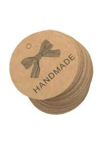 100±10 个波浪牛皮纸花礼品标签，万圣节圣诞节婚礼派对牛皮纸礼品标签 5 * 3cm/2 * 1.2 英寸服装 DIY 标签（黑色/白色/牛皮纸）