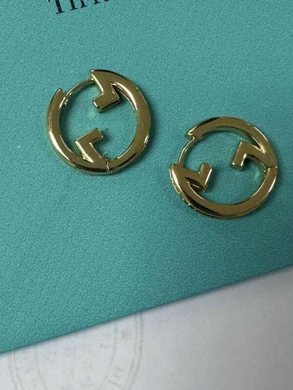 1 Stück Vintage Doppel-G-Buchstaben Rhombus Strass Ohrringe, französischer Luxus-Celebrity-Stil Ohrringe, dick & vielseitig