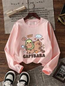 3pcs Tween Girls' Printed Long Sleeve T-Shirts, Suitable For Tween Girlsin Autumn/Winter, Young Student Clothing, Suitable For Outerwear And Layering - Multicolor - View 4