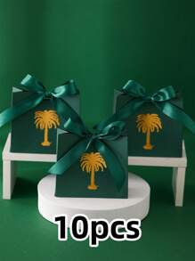 10/50个装绿色礼品袋，婚礼巧克力包装纸配丝带，节日礼品袋，小型企业用品，包装盒，婚礼用品，婚礼回礼，婚礼宴会装饰，返校季