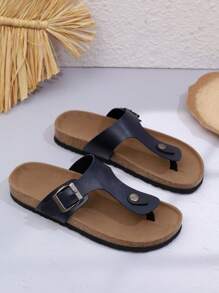 Modische weiche Kork-Flip-Flops, Damen Sommer Strandschuhe, ganzjährig tragbar, weicher Kork & EVA dünne Sohle, leicht & flach