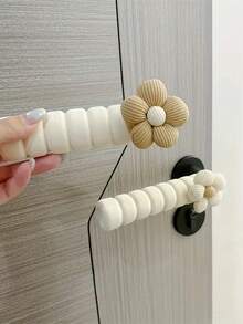 4-1 Pc Light Color Floral Door Handle Protector, Quiet Anti-Collision Door Guard, Static Electric Door Handle Protector To Prevent Damage To Walls And Door Locks, Suitable For Bathroom, Outdoor, Bedroom, Door Handles