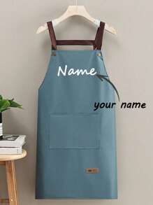 1pc Customized Kitchen Cooking Apron, Custom Print Apron - Personalized Cooking Apron, Custom Logo Apron, Chef Apron, Custom Name Apron, Gift For Bakers, BBQ Apron, Kitchen Apron, Modern Polyester Oil-Proof Apron, Black Kitchen Apron, Polyester Apron For Garden, Kitchen And Housework Perfect For Home, Restaurant, And Kitchen Cooking, Suitable For Mother's Day, Wedding Season, Graduation Season, Gifts For Family And Friends