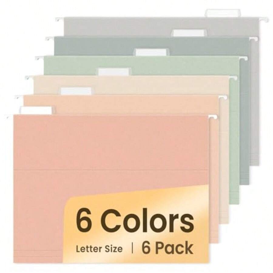 Hanging File Folders 6 Pack Letter Size Hanging File Folders With 1 5Cut Tabs Ideal For Home And Office Organizat And Papers Classificat Morandi Colors