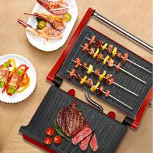 SUSTEAS Panini Sandwich Maker Grill Multi-Purpose Grill Pan Can Be Used To Grill Meat, Heat Toast, Baguettes, And Bagels Can Be Laid Flat At 180° Ideal For Home Barbecues And Grilling - US A Type Plug(110-127V) - View 9