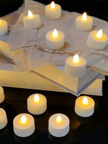 6/12/24 đèn trà LED không ngọn lửa có điều khiển từ xa, nến chạy bằng pin nhấp nháy, đèn LED điện chân thực hơn 200 giờ, thích hợp để tặng, trang trí bàn ăn, đám cưới, tiệc tùng, trang trí nhà cửa, kỷ niệm, giáng sinh, trang trí Halloween - trắng - Xem 5