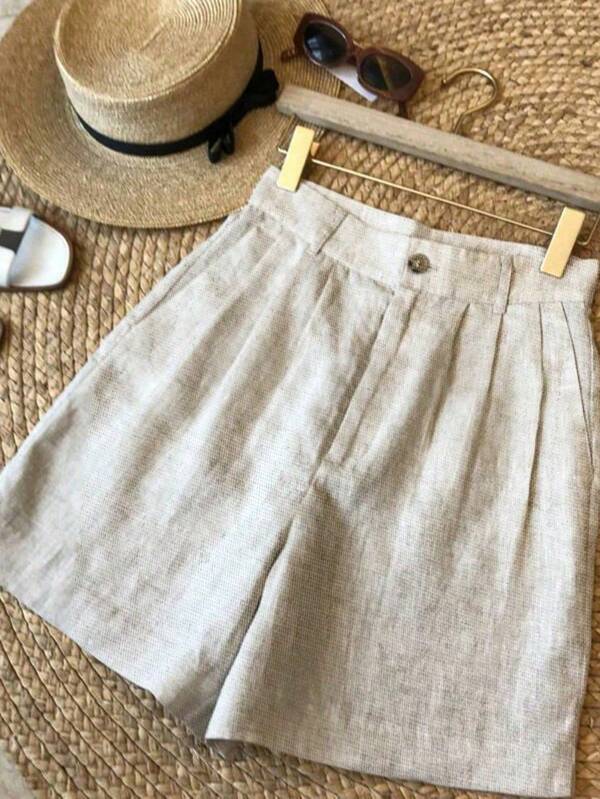 Pantalones cortos de mujer de talla grande de unicolor, adecuados para el verano