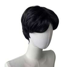 1 件装自然造型男士短假发中分设计全头假发带网时尚韩式 - 棕色 - 查看 5