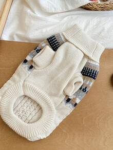 1pc Vintage Knitted Cable Pet Dog Sweater, Warm Autumn/Winter Outfit For Small Dogs & Cats