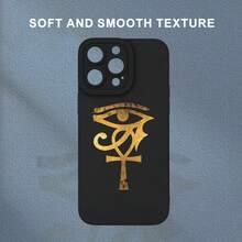 Funda para teléfono TPU Matte Eye Protective/8/X/XS/XR/11/12/13/14/15 Plus Pro, con personajes de la antigua civilización egipcia, diseñada para ser resistente a caídas. - Negro - Ver 3
