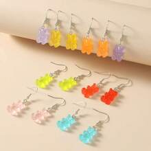 16 Pieces Rainbow Bear Resin Color Mixing Sweet Fun Summer Girly Girl Girlfriends Vacation Leisure Beach Travel Fashion Women Earrings Set Party Favors,Halloween, The Best Choice For Christmas Party Gifts - 彩虹小熊樹脂耳飾套裝 - 查看 12