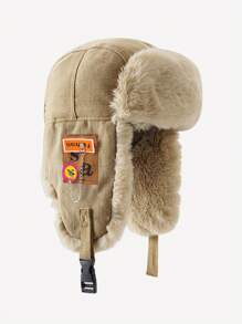 1pc Unisex Coffee Thick Thermal Lined Water-Resistant Trapper Hat With Ear Flaps, Warm Winter Ski Hat, Suitable For Outdoor Activities & Casual Wear
