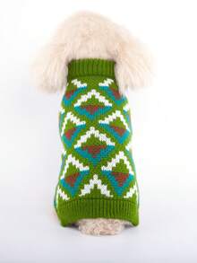 1pc Autumn/Winter New Pattern Pullover Sweater, Warm Pet Sweater With Bohemian Jacquard Knit Design, Fashionable And Cozy For Small/Medium Dogs
