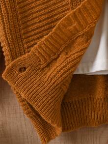 Chaqueta tipo cárdigan con textura de punto estilo retro para niña, para el otoño - Marrón - Ver 6