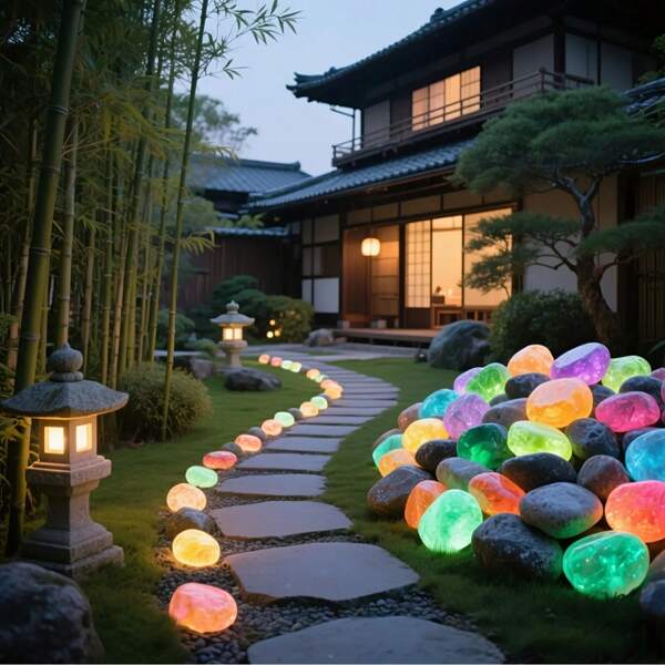 12 Pcs Extra Large Luminous Pebbles (Colors Random), Garden Landscaping, Runway Decoration, Fish Tank Starry Sky Landscaping, Romantic Luminous Stones, Suitable For Home & Outdoor Decoration, Catwalk Decoration, Aquarium Ornament, Perfect For Halloween, Christmas, Thanksgiving, Valentine's Day & Year-Round Use, Absorb Sunlight Or Light To Glow At Night, DIY For Romantic Scenes, No Electricity Needed
