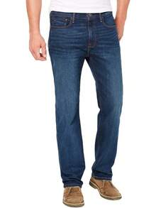 Men's Relaxed Fit Stretch Jeans - Dark Blue Wash - View 4