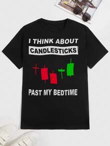 Póster de candelabros, Camisa de algodón cómoda, Lavada previamente para mayor comodidad, Gráfico, Excelente para una reunión familiar relajada o una cena diurna - Negro - Ver 3