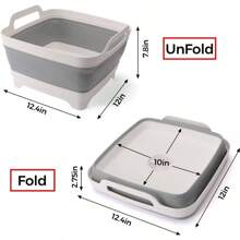 Collapsible Dish Basin 2.4 Gal9L, Foldable Wash Basin With Drain Plug, Portable Dish Tub Space Saving Multiuse Sink Tub For Bottles, Fruit, Vegetable, Kitchen, Laundry, Picnic, Camping Gray