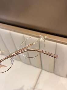 1pc复古轻奢猫眼蝴蝶框镜腿珍珠手工套装女时尚平光镜片装饰配件适合办公室校园学院阅读日常穿搭夏装搭配学院风 - 多色 - 查看 5