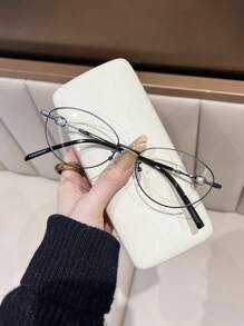 1pc复古轻奢猫眼蝴蝶框镜腿珍珠手工套装女时尚平光镜片装饰配件适合办公室校园学院阅读日常穿搭夏装搭配学院风 - 多色 - 查看 10