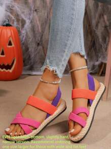 Leichte flache Sandalen in mehreren Farben, neue sommerliche Lässig Outdoor Strandschuhe mit EVA Schaumstoffsohle, leicht starr, schmale Passform, empfehlenswert eine Nummer größer für breite/dicke Füße zu bestellen
