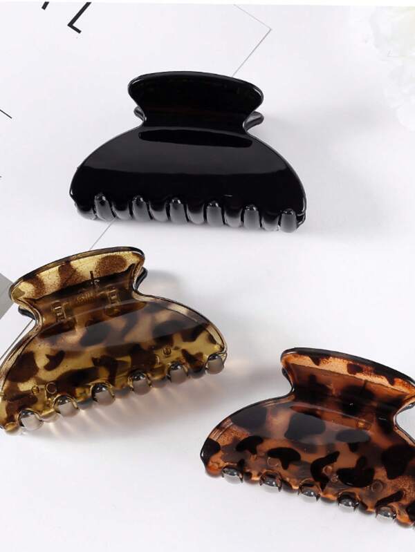 3pcs/Set Leopard Print Half-Round Hair Clips, Vintage Minimalist Elegant Hair Claw, Suitable For Daily Decoration, Outdoor, Casual, Date, Commute, Office Use Hair Accessories Fashion Claw Clips Ladies Hair Clamps Casual Hair Jaw Clip Autumn Accessories Fall Fashion Animal Print Hair Claw Winter For Vacation Outfits Woman