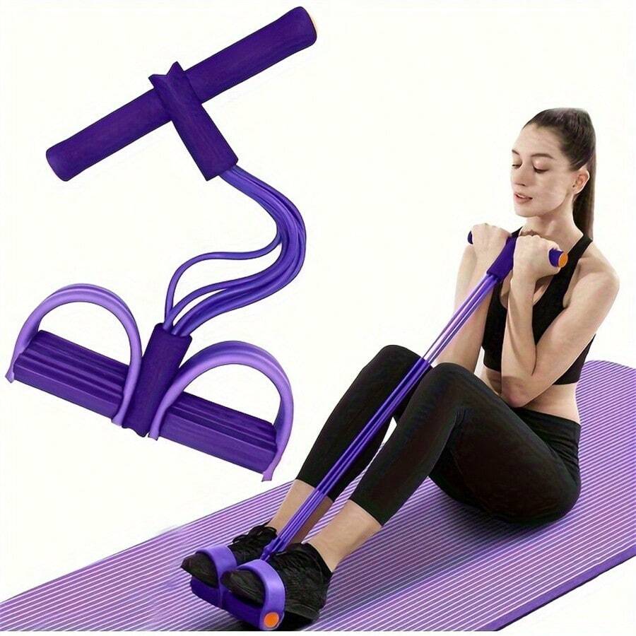 6pcs Elastic Yoga Resistance Bands - Purple PVC Material, Suitable For Core Muscle, Arm And Leg Exercises, Home Fitness Equipment, Multi-Level Resistance Adjustment, Portable Stretching Trainer, Suitable For All Fitness Levels, Core Muscle Training, Compact Design, Sturdy Handles, Strength Training
