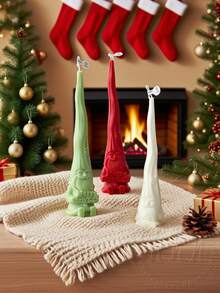 Long Santa Claus Pillar Aromatherapy Candles, Festive Atmosphere Decorative Ornament, Festive Gifts, Christmas Candles, Handmade Bean Wax Aromatherapy Candles, Can Burn For 10 Hours, Smoke Free Burning, Creative Decoration Aromatherapy Candles, Room Decoration, Table Decoration, Home Decoration, Festive Gifts