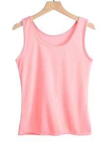 6pcs Women's Plus Size Solid Color Round Neck Casual Versatile Tank Top - Multicolor - View 3