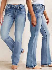 New Women's Casual Button Pocket Jeans - High-Quality Straight-Leg Denim Pants For Everyday Wear - Best-Selling Jeans For Women