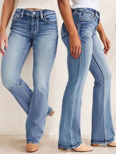 New Women's Casual Button Pocket Jeans - High-Quality Straight-Leg Denim Pants For Everyday Wear - Best-Selling Jeans For Women