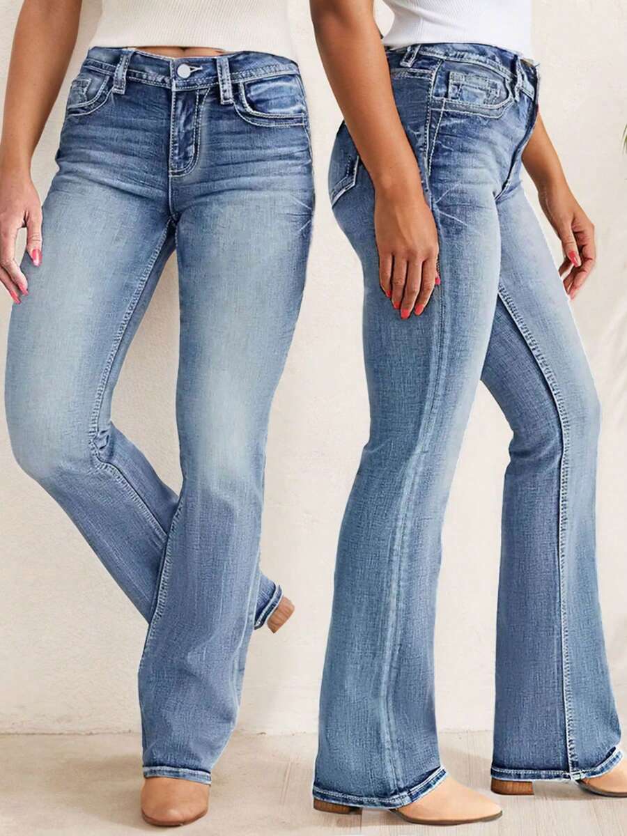 New Women's Casual Button Pocket Jeans - High-Quality Straight-Leg Denim Pants For Everyday Wear - Best-Selling Jeans For Women