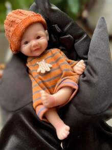 1 PC 6 Inch Super Mini Silicone Girl And Boy Super Soft Touch Painted Newborn Reborn Baby Doll Can Be Bathed In Water Best Gifts For Kids' Birthday, Festival Like Thanksgiving, Halloween And Christmas