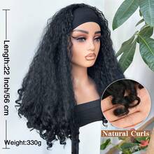 New Afro Curly Headband Wig Synthetic Braided Hair Texture With Unique Bouncy Curls In The End 22 Inch Soft Curly Headband Wigs For Women - Multicolor - View 3