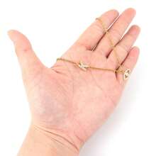 1pc Simple Fashion Initial Eye Pendant Golden Stainless Steel Chain Necklaces For Women - Yellow Gold - View 3