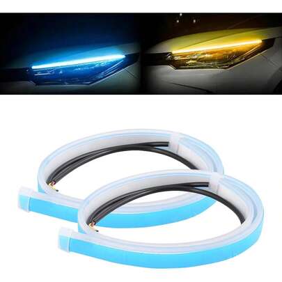 Tiras led automotriz 2 piezas, flexible, direccional y secuencial, ideal para faros delanteros, luz decorativa y señalizadora para automóvil, fácil instalación