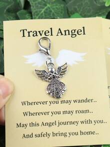 5/20pcs Travel Angel Keychains, Mini Metal Ornaments, Sturdy & Cute, For Graduation, Farewell, Remembrance, Holidays, Good Luck, Includes Inspirational Card - Multicolor - View 2