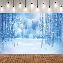 1pc,2D Flat World Photography Background, Christmas Winter Ice And Snow Crystal Pendant World Background, For Photo Studio Prop Background