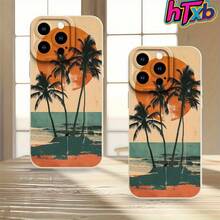 Funda para teléfono 1 pieza Diseño de coco ondulado TPU Cobertura total Ojo blanco Auténtica cubierta mate resistente a los golpes Protector de lente 16 Pro, SE4/16E, 16, 15 Pro, 14 Plus, 13, 12 Pro, 11 Pro, X, XS, S22, S23, S24, S23 Ultra, S25. - Blanco - Ver 6