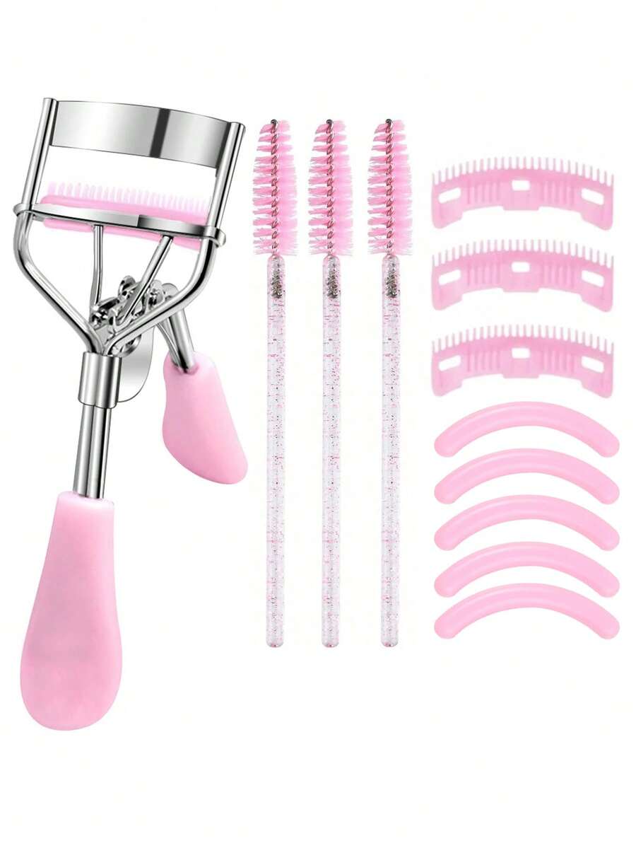 12/5/1pc Eyelash Curler Set, 1 Eyelash Curler With 3 Replacement Brushes, 3 Eyelash Combs, 5 Replacement Pads For Curling Lashes, Portable Eyelash Curler For Home, Travel L Use, Suitable For Both Men And Women,Cheap,Makeup,Travel Essential.