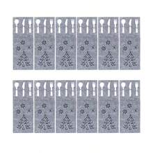 12-częściowy zestaw świątecznych filcowych uchwytów na sztućce, zestaw zastawy stołowej na imprezę świąteczną, opcje wielokolorowe