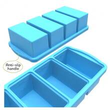 Silicone Freezer Trays With Lid,1-Cup Soup Freezer Container Large Ice Cube Molds With Reinforced Steel Ring Top For Freezing Soup Sauce Broth Leftovers Oven Dishwasher -Safe(2-Pack)-819583 - Blue - View 7