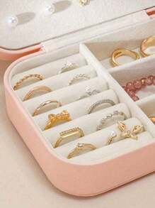 1 Stück PU-Leder wasserdichte Schmuckbox, Reise-Schmuckaufbewahrung, multifunktionaler geschichteter Schmuckorganizer, Haushaltsorganizer, Mehrzweck-Accessoire-Box, Kosmetikaufbewahrungsbox, Parfümaufbewahrungsbox, abnehmbare Schmuckausstellungsbox, mehrstöckige Schmuckbox, zum Aufbewahren von Ringen, Augenbrauenstiften, Ohrringen, Ringen, Halsketten, Augenbrauenstiften, Lippenstiften, Armbändern, ideal als Halloween-, Weihnachts-, Geburtstags-, Einschulungs- oder Herbstdekoration