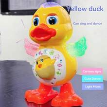 Juguete de bebé Pato de dibujos animados que canta y baila, juguete de música y luces eléctricas para niños, juguete educativo para bebés, juguete de música de teléfono para bebés, juguete de aprendizaje temprano para bebés, juguete interactivo de pato amarillo con sonido y luz, juguete de simulación multifuncional de juego de aprendizaje - Multicolor - Ver 3
