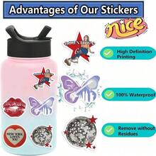 50PCS Downtown Y2K Stickers Aesthetic Stickers Y2k 90s Stickers Y2k Stuff Dark Aesthetic Stickers Sad Downtown Stickers Stickers Bulk Vinyl Waterproof Stickers For Laptop,Bumper,Skateboard,Water Bottles,Computer,Phone Back To School - Multicolor - View 6