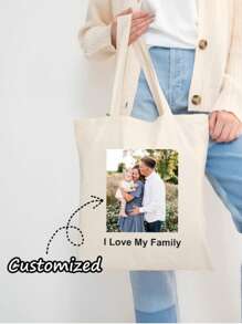 Add Photo Text Logo Tote Bag For Life | Custom Wholesale Personalised Image Brand Printed Canvas Shoulder Shopping Carryall Shopper Bulk Buy Back-To-School Season Gifts - White - View 9