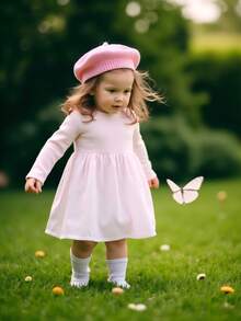 1 件婴儿贝雷帽幼儿画家帽儿童秋冬保暖无檐小帽小男孩女孩法国艺术家针织帽 0-4 岁 - 彩色 - 查看 3