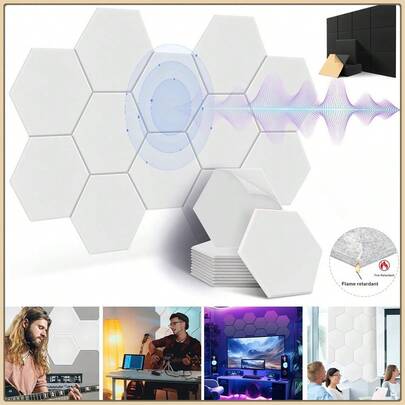 Gray Sound-Absorbing Panels With Self-Adhesive Backing. Easy To Install. DIY Free Design. Meet A Variety Of Aesthetics.For Game Decoration, Office, Studio (12 Pieces)
