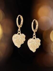 Preço de Atacado de Fábrica Personalizado Brincos de Banda Nugget de Coração Sólido 10K 14K 18K Banda Nugget Brincos de Jóias Finas para Homens e Mulheres